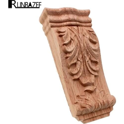 RUNBAZEF Carved Wooden Corbel Bracket Classic Rubber Applique Retro Furniture Craft Decor Wood Figurines Miniatures Ornaments