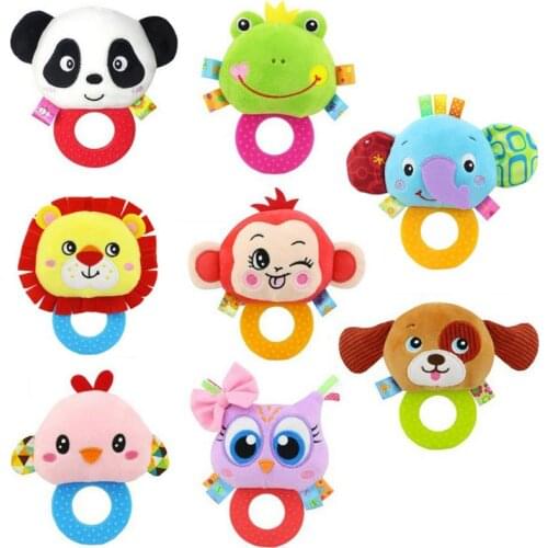 Baby Rattle Toy Infant Hand Grasping Teeth Rubber Rattle Doll Bell BB Silicone 0-1 Plush Toy Interactive Cute Cartoon Animal Toy
