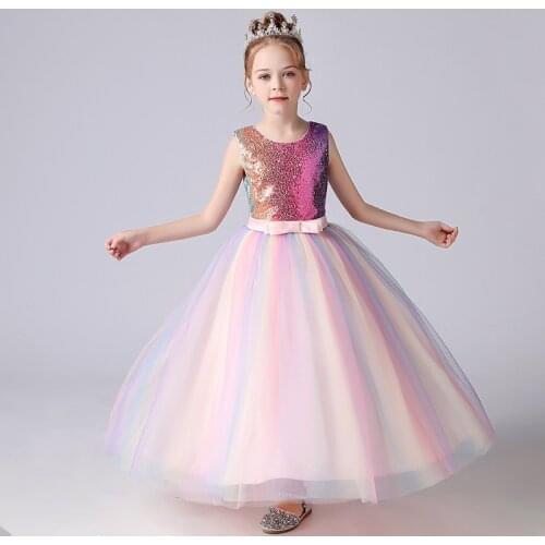 Childrens Dress 2021 Summer New Cute Elegant Girl Princess Long Dresses For Girls Birthday Party Evening Dresses 5-14 Years Old