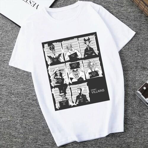 Disney Fashion Villain T-shirt Stepmother Womens Print Cartoons Casual Short Sleeve Bad Girl Gothic T-shirt Femme Tees ULLzang