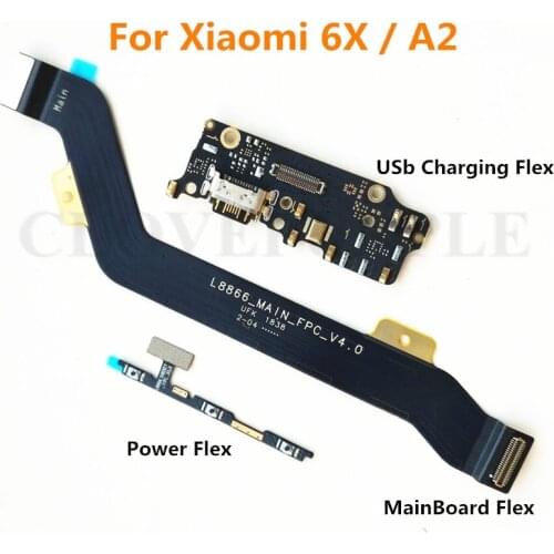 Power Volume & USB Charging Board Flex Cable & Motherboard MainBoard Connections Line Flex Cable For Xiaomi Mi 6X A2 MI6X MIA2
