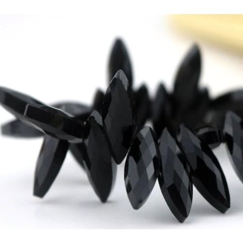 Hot 10pcs/lot Black Horse Eye Beads 7x22mm Fashion Crystal Glass Pendants Fit Handmade DIY Earrings Necklace Jewelry Cheap Beads