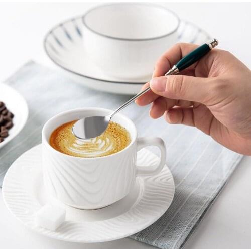 15CM Stainless Steel Coffee Dessert Spoon With Ceramic Handle Cute Soup Spoon Coffee Stirring Spoon Household Tableware