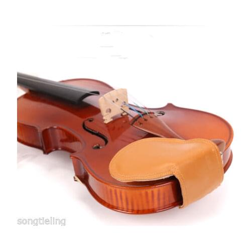 Nice quality 4/4 violin brown chin rest pad leather skin made