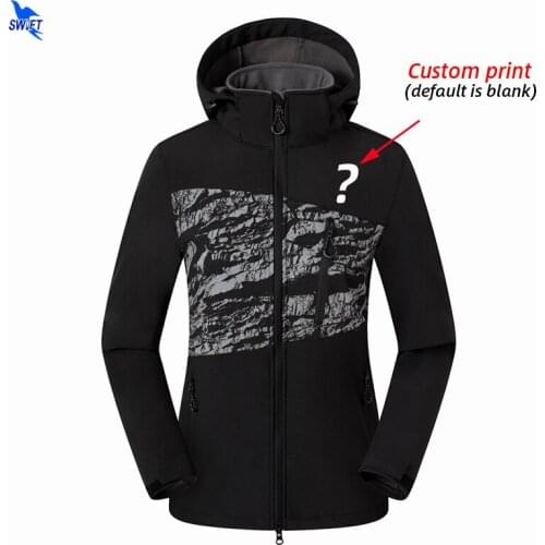 Customize LOGO Windproof Waterproof Women Softshell Jacket Outdoor Warm Fleece Hooded Coat Ski Trekking Camping Hiking Clothing