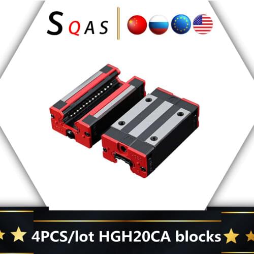 EU warehouse linear guide sliders square rail block size same as HIWIN 4pcs/lot HGH20CA block slides for CNC