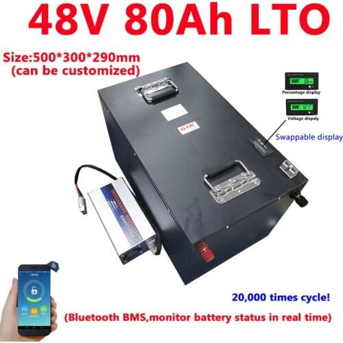 LTO 48V 80Ah Lithium Titanate Battery Pack with bluetooth BMS for sea fishing boat machine high power solar panels+10A charger