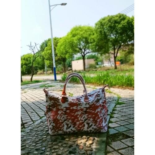 Fashion Canvas Cow Print Weekender Tote Bag Large Buffalo Plaid Deer Animal Pattern Women Personalize PU Handle Lady Handbag