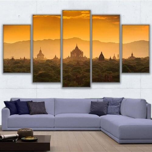 Canvas Modular Pictures Frame Wall Art Painting 5 Panel Cambodia Landscape HD Print Popular Picture For Living Room Decor Poster