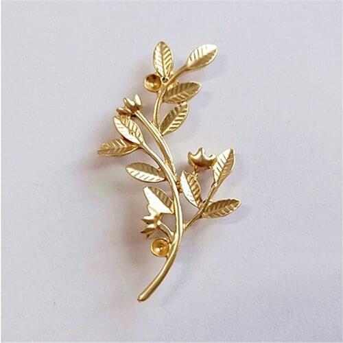 SEA MEW 10 PCS 3.2*5.6cm Fashion Metal Alloy KC Gold Branch Connectors Charm For Jewelry Making