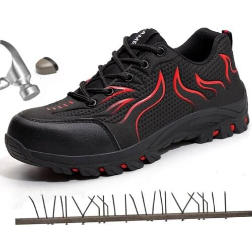 Men Working Shoes Flame Mesh Safety Boots Anti-smashing Anti-puncture Steel Toe Caps Rubber Outsole Mens Industrial Sneakers