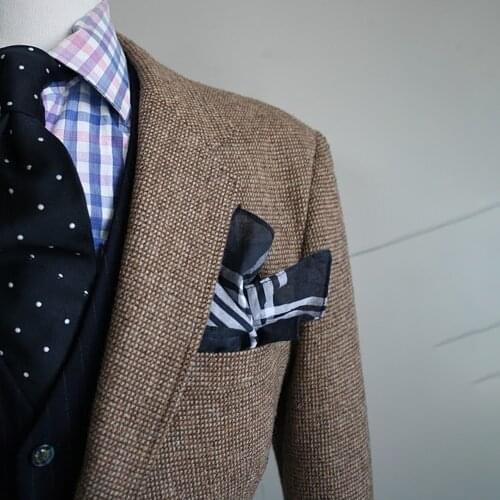 Brown Nailhead Mens Tweed Jacket Men Custom Made Causal Blazer,Tailor Made Tweed Men Suit Jacket Veste Homme Costume Luxe