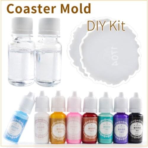 Resin Casting Coaster Pigment Molds Kit Resin Silicone Coaster Molds Geode Agate Epoxy Coaster Molds Art Crafts Tools