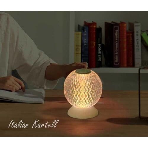 Brand new Italian design acrylic Kartell table lamp rechargeable crystal art deco LED night light bedroom touch light