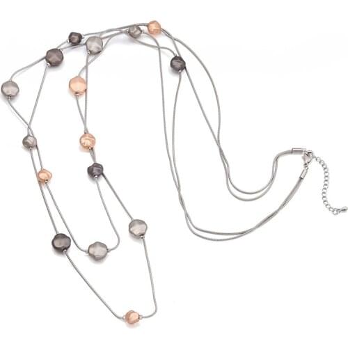 Long Chain Necklace For Women Gold Gun Black Mix Color Irregular Small Pendants Multilayer Sweater Necklace Jewelry Fashion 2021