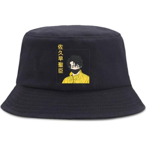 Haikyuu Kiyoomi Sakusa SKS Printed Bucket Cap Sun Shade Panama Caps Foldable Outdoor Fisherman Hat Beach Summer Fishing Hats