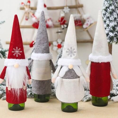 Christmas Wine Bottle Cover Merry Christmas Decor For Home 2020 Natal Noel Christmas Table Decor Xmas Gift Happy New Year 2021