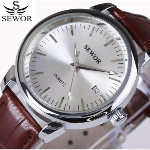 SEWOR 2018 New Luxury Brand Fashion Casual Men Watches Automatic Mechanical Watch Business Date Clock Leather Strap Relogio Ma