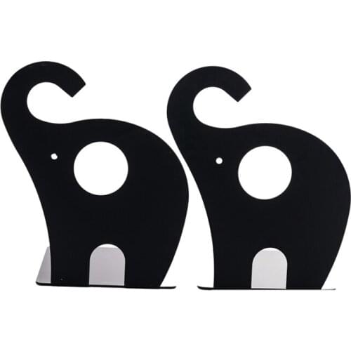 1 Pair of Cute Cartoon Elephant Shape Nonskid Metal Bookends for Kids Gift Decoration