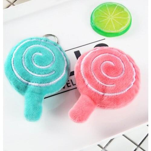 Cartoon cute color lollipop plush toy key ring doll bag key chain pendant pendant small gift