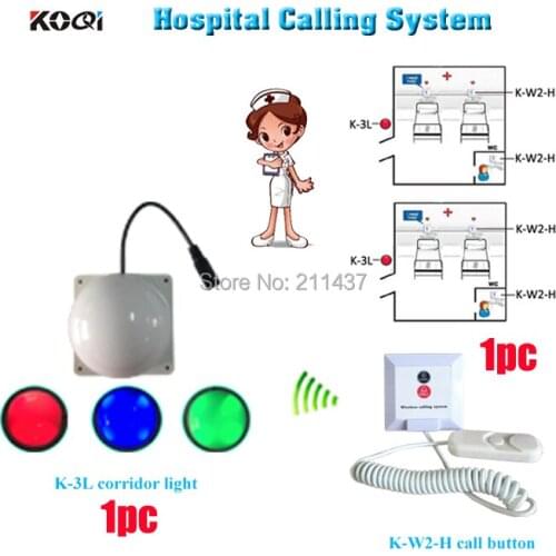 Nuring home elderly calling system K-W2-H installed on each elderly bed and room light for nurse from outside DHL free shipping