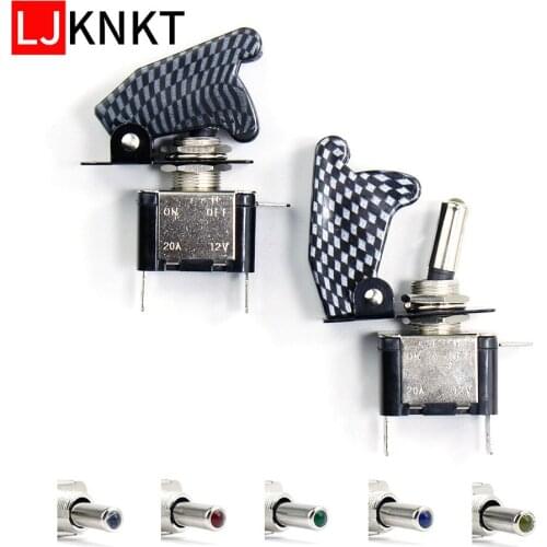 Led Light Toggle Switch With Safety Aircraft Flip Up Cover For Car Boat Truck Light Rocker Control ON-OFF 2 Position 3 Pins