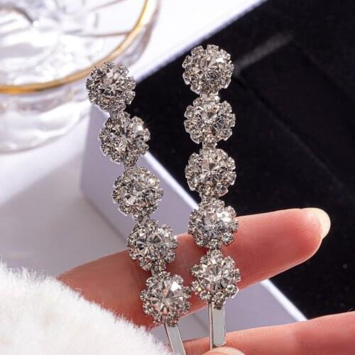 1Pc Shining Flowers Hairpins Crystal Shiny Geometric Rhinestones Hair Clips Women Styling Tool Hairgrip Diamond Hair Accessories