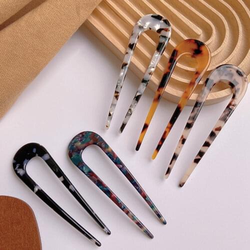 12 Colors Hair Sticks Acetate U Shape Headbands Headwear Women Elegance Lady Hairpins Fashion Hair Clips Hair Accessories Gifts