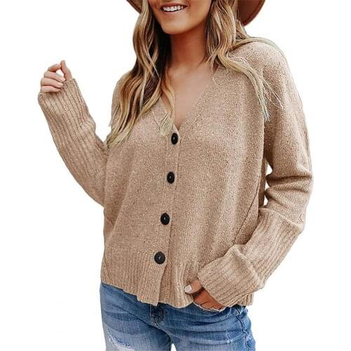 New Women Oversized Knitted Cardigans Sweater V-neck Solid Color Single-breasted Loose Women Cardigan Coat Korean Tops Outwear