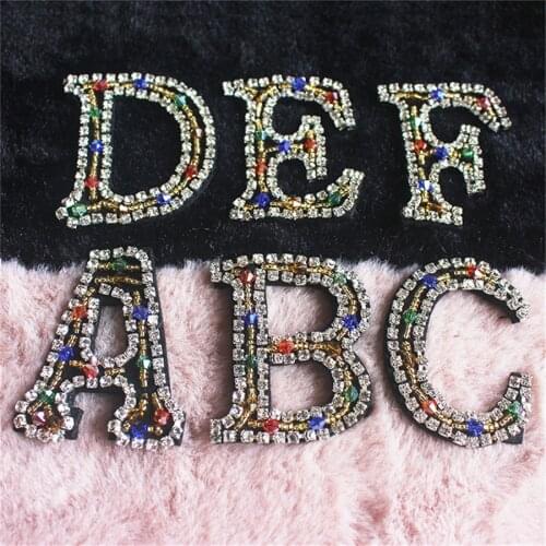 26 English Letters Shinning beads Patches for clothing DIY sew on sequin rhinestone parches Beaded high quality applique patches