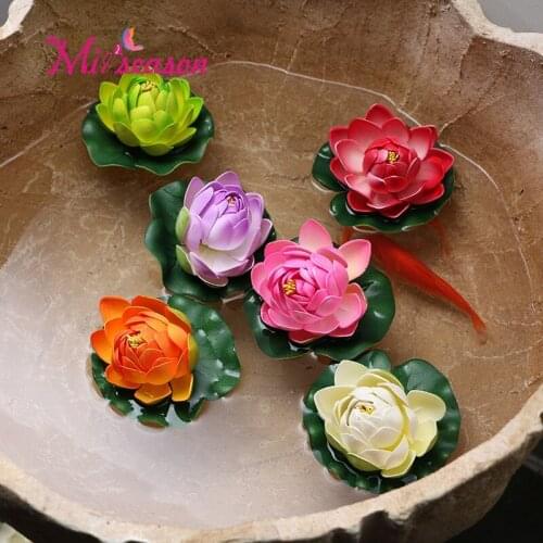 10Cm EVA Lotus ornament for Aquarium Foam Flowers Water Lily Floating outdoor fish tank pool landscaping potted plant home decor