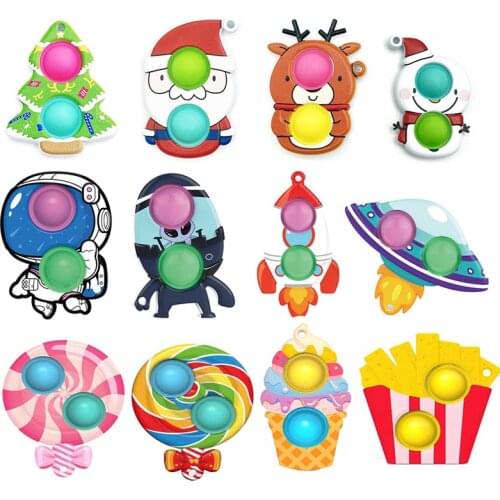 100pcs Wholesale Santa Elk Spaceman Fidget Toys Antistress Relief Toys Squeeze Toys for Children Simple Dimple Educational Toys