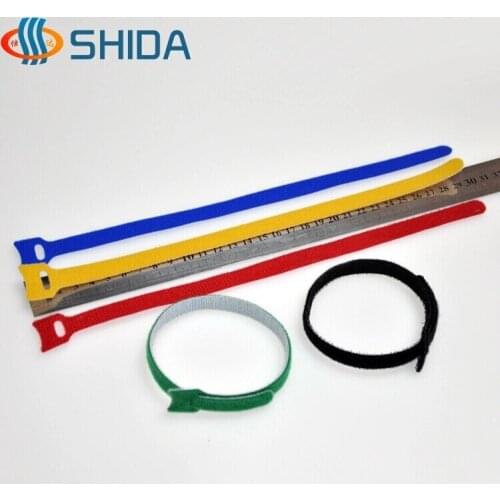 100pcs/lot 12mm*300mm Hook and Loop Fastening Cable Ties Nylon Straps for Computer Wire Management Magic Tape Fastener