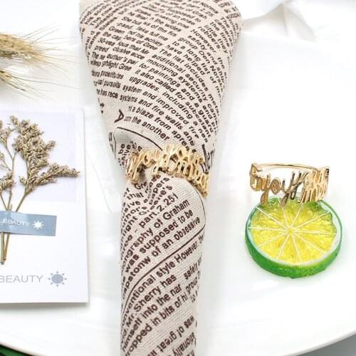 12 / PCS new products enjoy your food custom personalized alloy napkin ring table decoration napkin ring