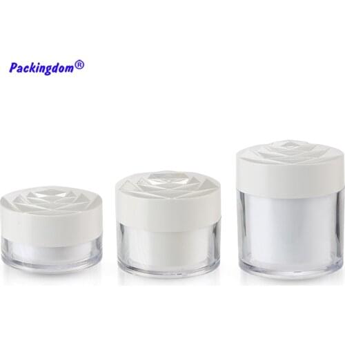 20pcs Cream Jar White Empty Acrylic Cosmetics Packaging Rose Relief Cap Plastic Double Layer Pots with Inner Lids 20g 30g 50g