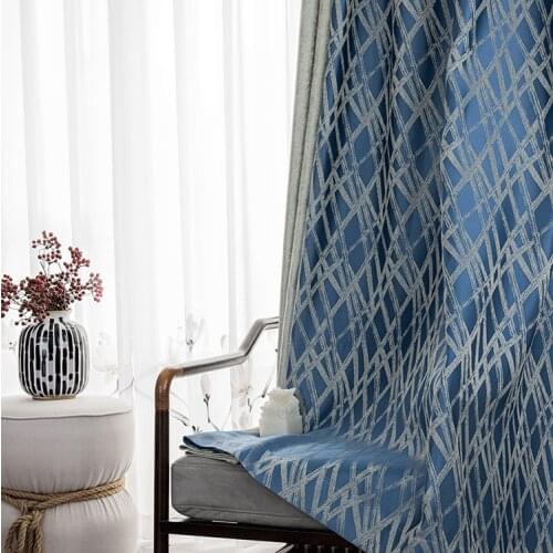 2021 Modern Light Luxury Silk Jacquard Simple Atmospheric Customization High Shading Blackout Curtains for Living Room Bedroom