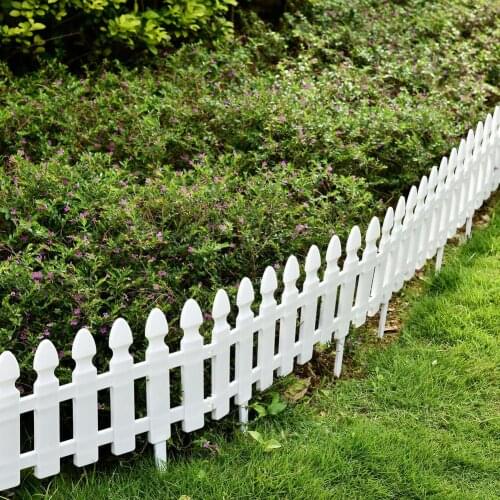 4PCS Plastic White Picket Fence Border Garden Landscape Edging Picket Fences Garden Courtyard Decorative Fences Garden