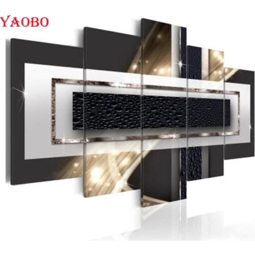 5 Piece Rectangle Wall Art embroidery diamond Painting Abstract Canvas Painting DIY 5D Diamond mosaic Modern Home Decoration