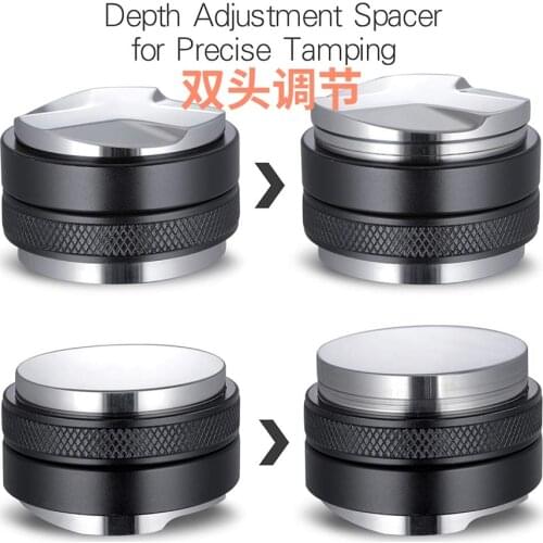 51/53mm/58mm Stainless Steel Adjustable Height Coffee Tamper Powder Hammer Espresso Tamper Three Angled Slopes Coffee Accessorie