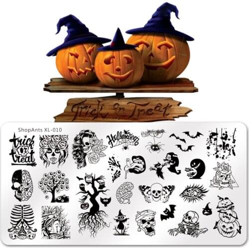 6*12cm Nail Art Stamping Plates Halloween Witch Ghost Eyes Funny Bat Pumpkin Image Stencil Nail Stamping Template Nail Art Mold