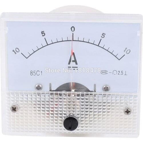 85C1 DC -10 to +10A 5A 1A 2A Class 2.5 Accuracy Panel Mounted Analog Ammeter 64*56mm