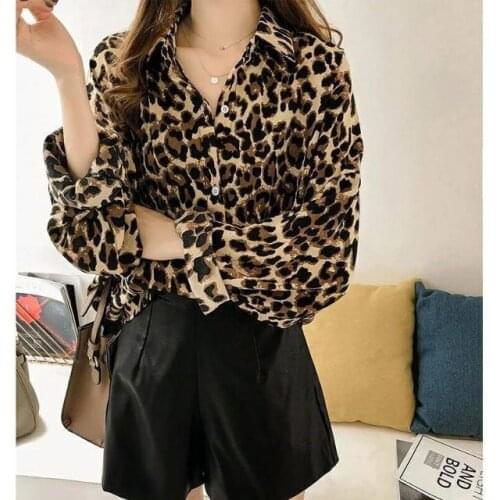 Blouse Women Shirt Spring Loose Leopard Print Womens Long Sleeve Top Shirt Blusas Mujer De Moda