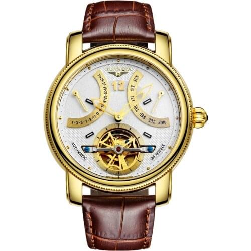 Mens Watches Top Brand Luxury GUANQIN Watch Men Military Sport Luminous Automatic Mechanical Leather Wristwatch montre homme