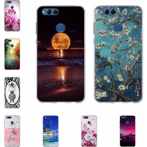 For Huawei Honor 7X Silicone Phone 3D Case TPU For Honor 7X Relief Print Case For Honor 7x Housing Coque Back Cover 5.93 inch