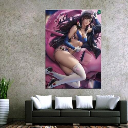 Home Decor Canvas Overwatch D.Va Game 1 Piece Anime Sexy Girl Art Poster Prints Picture Wall Decoration Painting Wholesale