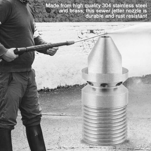 Pressure Washer Jetter Nozzle Sewer Cleaning Nozzle Male Thread 3/8BSP Male Washer Jetting Head Sprayer Tool Stainless Steel 304