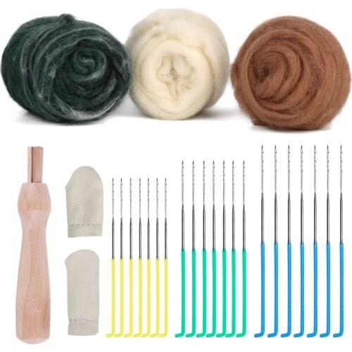Nonvor Wool Yarn Roving Needle Felting Foam Tool, Wooden Handle Spinning Sewing Mold Needlework Accessories Homemade Handcraft