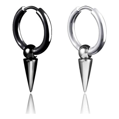 Classic Punk Triangular Cone Pendant Drop Earrings For Men Trendy Stainless Steel Earrings Jewelry Brincos Gift Wholesale