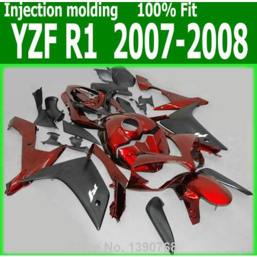 Bodywork kits For YAMAHA fairings YZF R1 07 08 ( Red black ) 2007 2008 Fairing kit CQ87