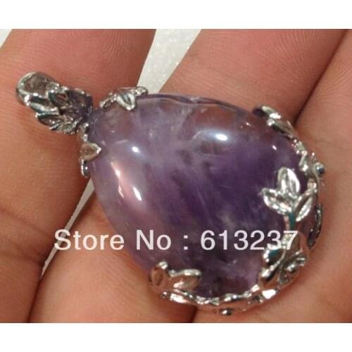 HOT!hot new Fashion Style diy Natural chalcedony purple stone Crystal Beads waterdrop Pendant accessories findings MY5226